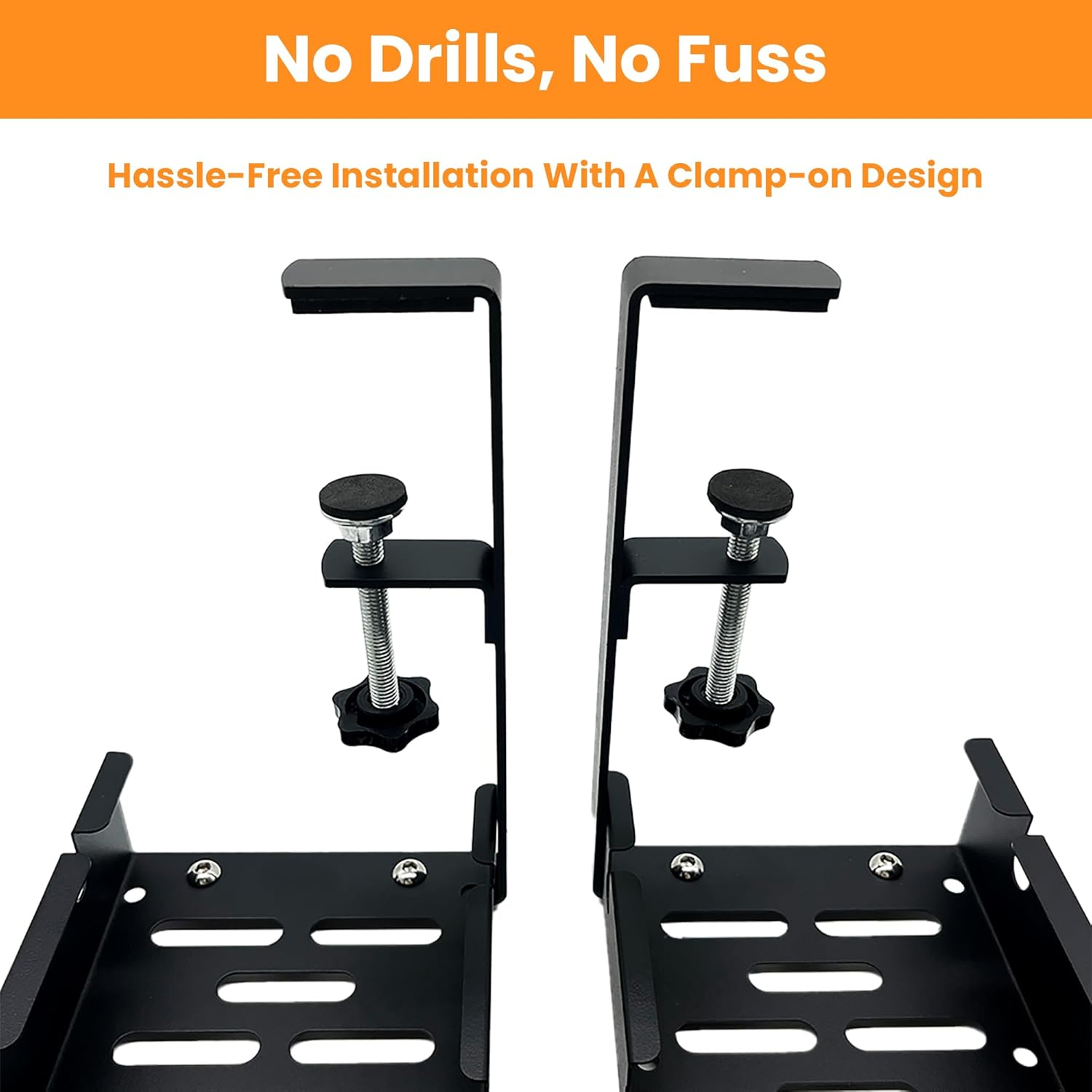 HOMLEY Cable Management Tray, under Desk Cable Organiser, Extendable Desk Organiser, No Drill or Glue, Metal Desk Accessories for Office and Home, Extra Cable Clip and Cable Ties (Black) image number 5