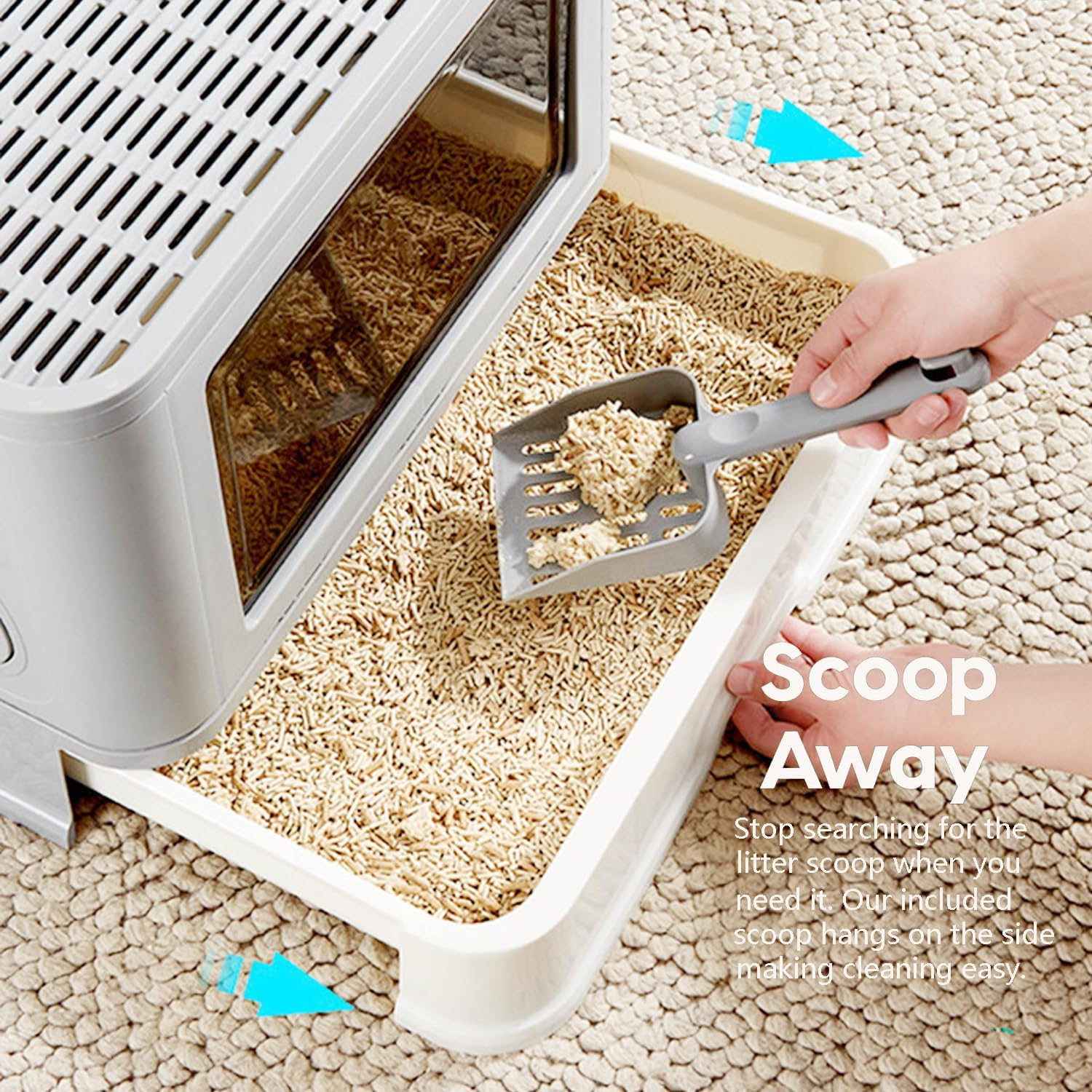 Enclosed Cat Litter Boxes, Kitty Litter Box, Large Cat Potty Front Entry Top Exit, Drawer Type Cat Toilet Easy Clean with Fashion Cat Litter Scoop image number 2