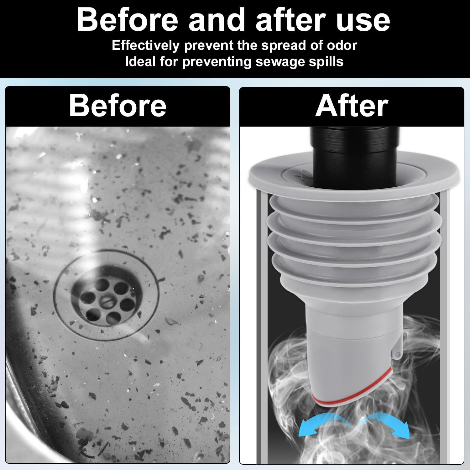 Washing Machine Drain Hose Seal, Silicone Drain Pipe Sealer Drainer for Kitchen Sink Sewer Drain Plug Sink Drain Guard Bathroom Drain Stopper for Kitchen Home (Large) image number 3