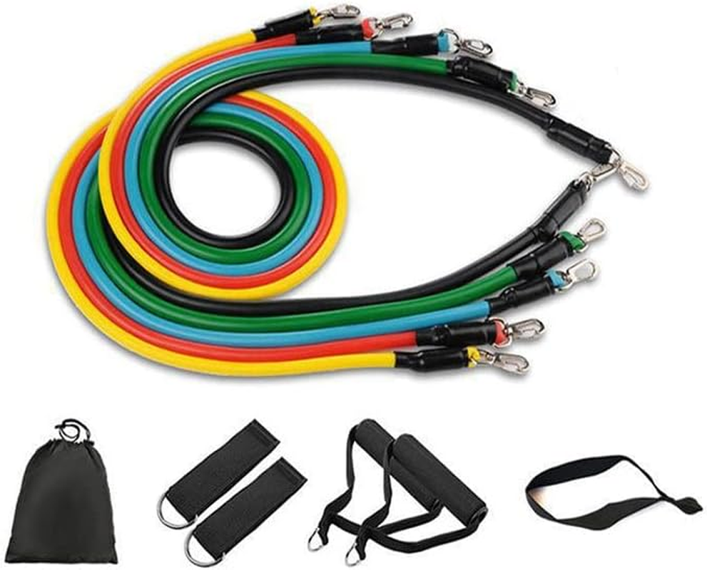 AIMALL 11PCS Premium Latex Resistance Bands & Yoga Strap Set for Home Gym, Includes 5 Resistance Bands, Handles, Ankle Straps, and Door Anchor image number 4