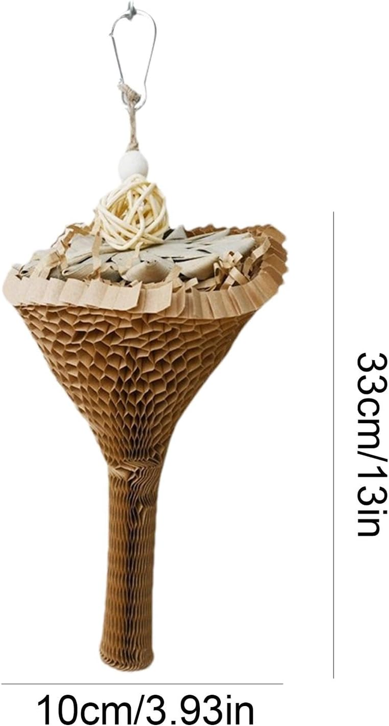 Shredding Toys for Birds,Cone Design Natural Bird Foraging Chew Toys - Parrot Toys, Bird Parrot Toy with Hook, Chewable Parrot Toys, Cage Accessories for Rope Bungee Bird Toy