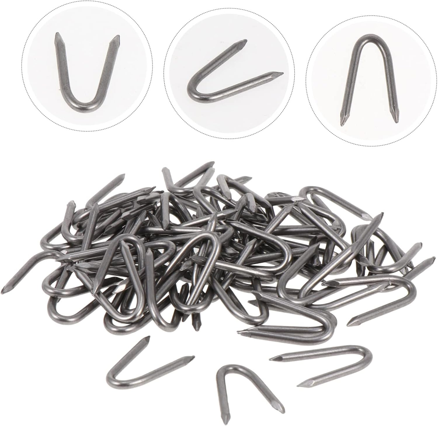 Levemolo 70Pcs U-Shaped Stakes Iron Garden Piles Fixer Ground Spikes for Gardening Ground Nail Fixing Nail Home Supplies