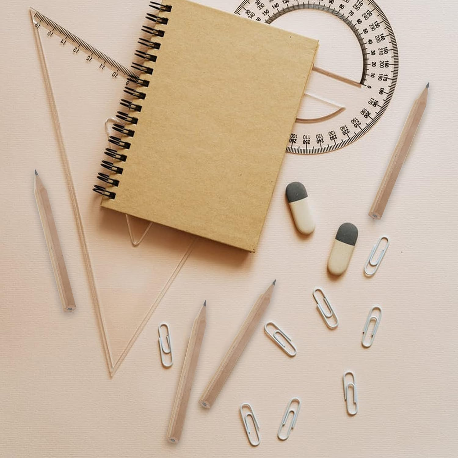 LUTER 24Pcs Short Hexagon Wood Pencils, HB, 2Mm and Above, Right Handed, Unisex, Ivory, Gray Lead, Lightweight, Hexagonal Grip, Writing, Drawing, Colouring, Kindergarten, School, Home, Office image number 2