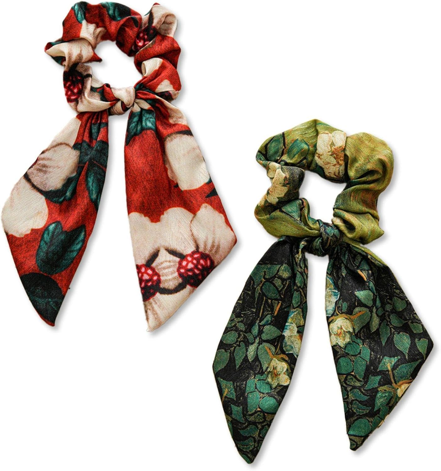 Pack of 2 Bow Hair Bobbles Retro Hair Bobbles Elastic Hair Ties Ponytail Hair Ties Hair Accessories image number 2