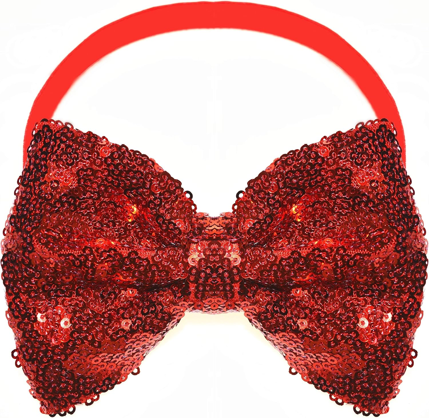 Girls Baby Red Sequin Hair Bows Bands Headband Bowknot image number 2