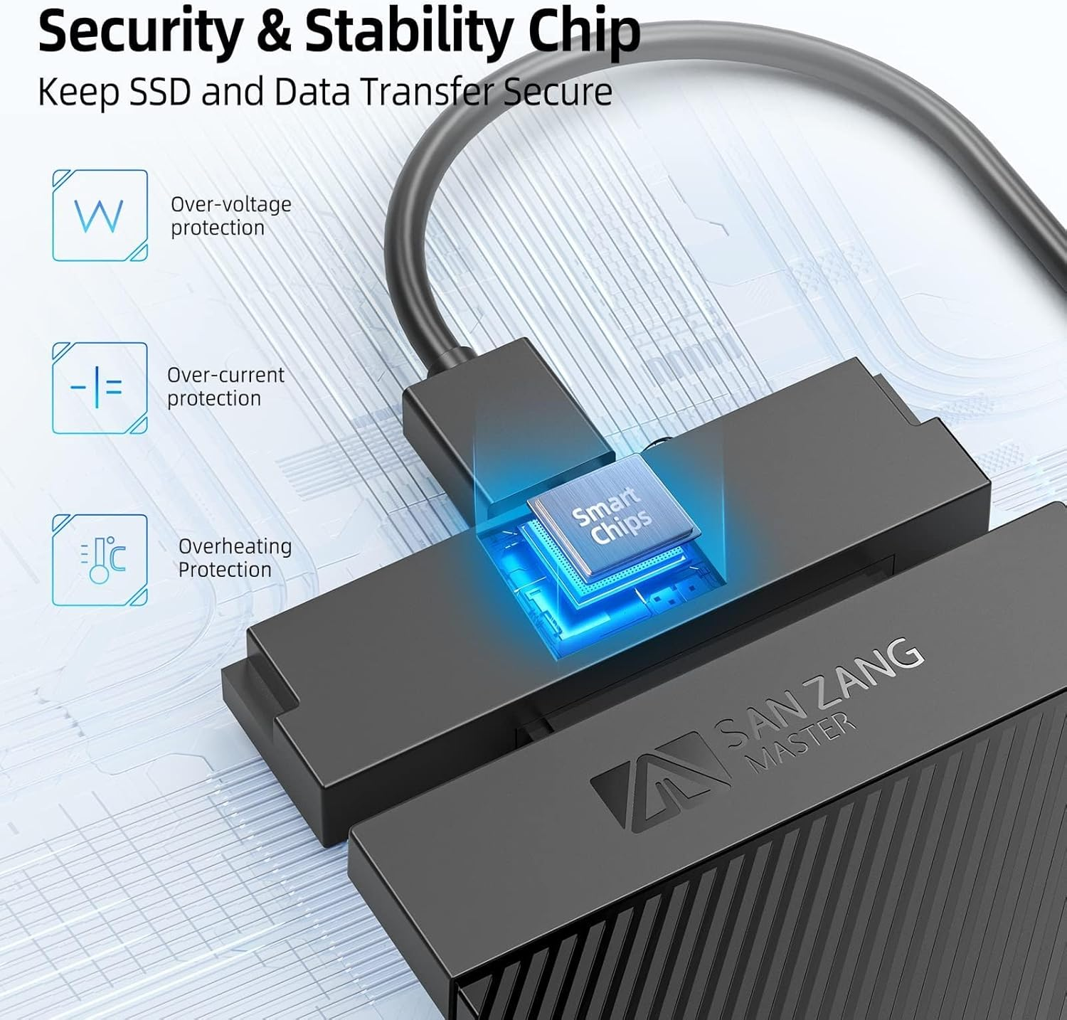 SANZANG Hard Drive Enclosure 2.5 Inch USB 3.0 Hard Drive Enclosure with USB 3.0 Cable Tool-Free for 2 5 Inch SATA SSD and HDD in Height 9.5 Mm 7 Mm, UASP & Trim Supported image number 5