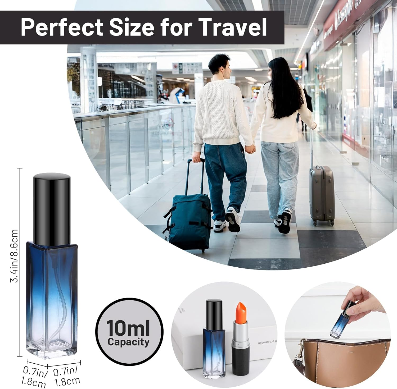 Weenwill Perfume Atomiser, Pack of 6 Mini Perfume Atomisers for Travel, Portable Perfume Atomiser, Refillable, Empty, Atomiser Perfume Spray Bottle, Perfume Sprayer for Travel Men and Women image number 4