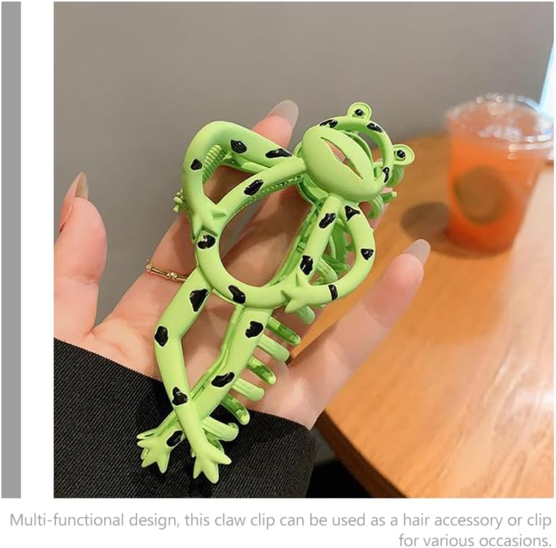 Frog Claw Hair Clip - Large Green Alloy Hairpin Accessory for Women, Fun Cartoon Non-Slip Claw for Thick Hair, Multi-Functional Jaw Clips for Weddings and Everyday Use image number 1