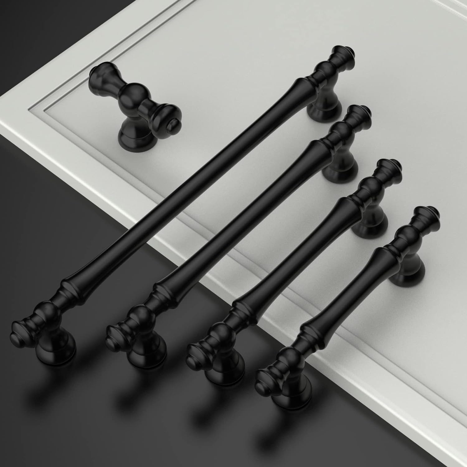 Amerdeco 10 Pack Matte Black Zinc Cabinet Pulls 5 Inch(128Mm) Hole Center Cabinet Hardware Kitchen Cabinet Handles for Bathroom Drawer Pulls Dresser Pulls ZH0014 image number 3