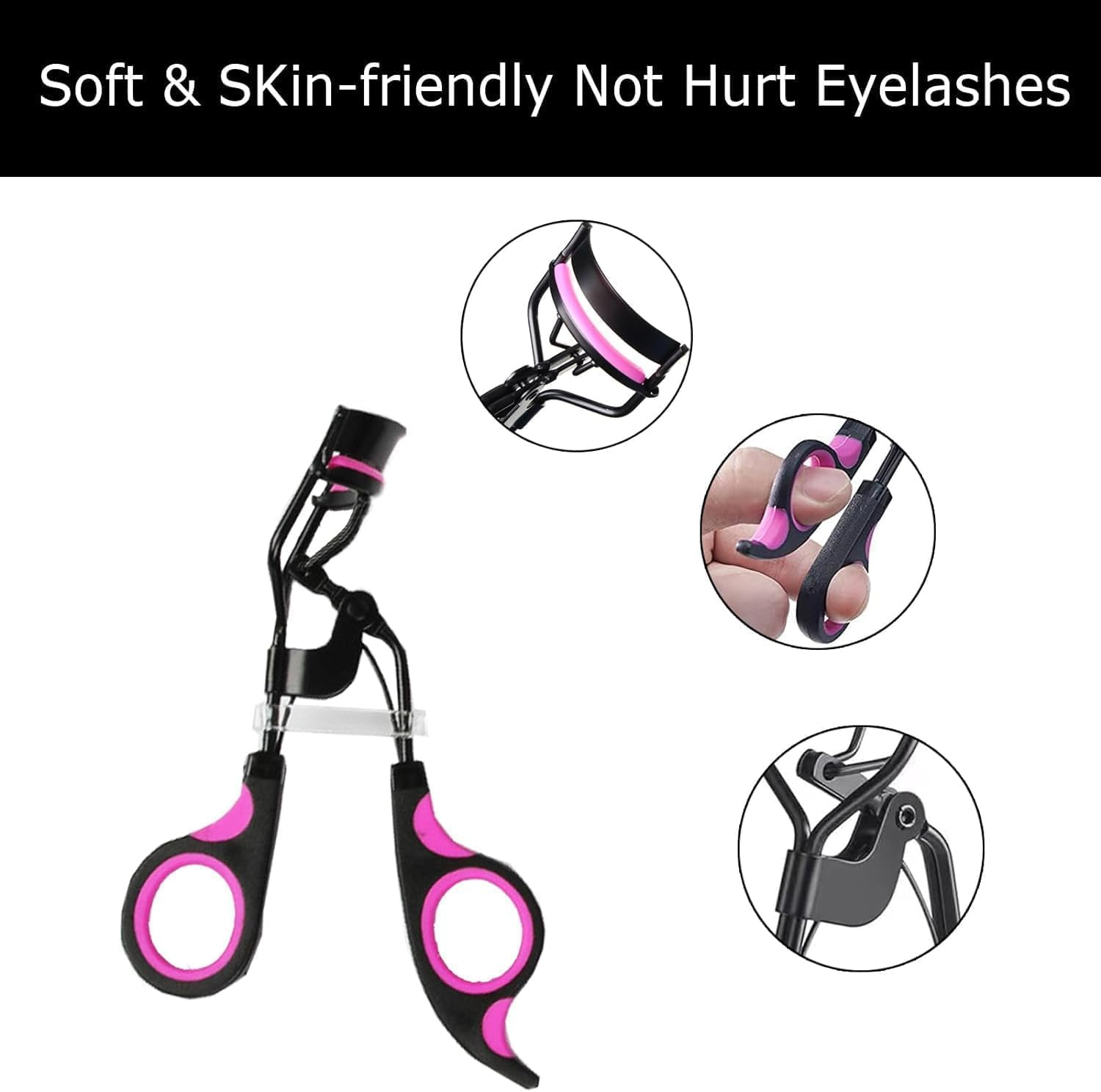 LGLAU Eyelash Curler with Extra Replacement Refill Pads,Classic Lash Curler Kit,Pro Eyelash Curler,No Pinching or Pulling Curled Eyelashes & Lash Line in Seconds,Longer Curler Eyelashes Lash Tool (Black)