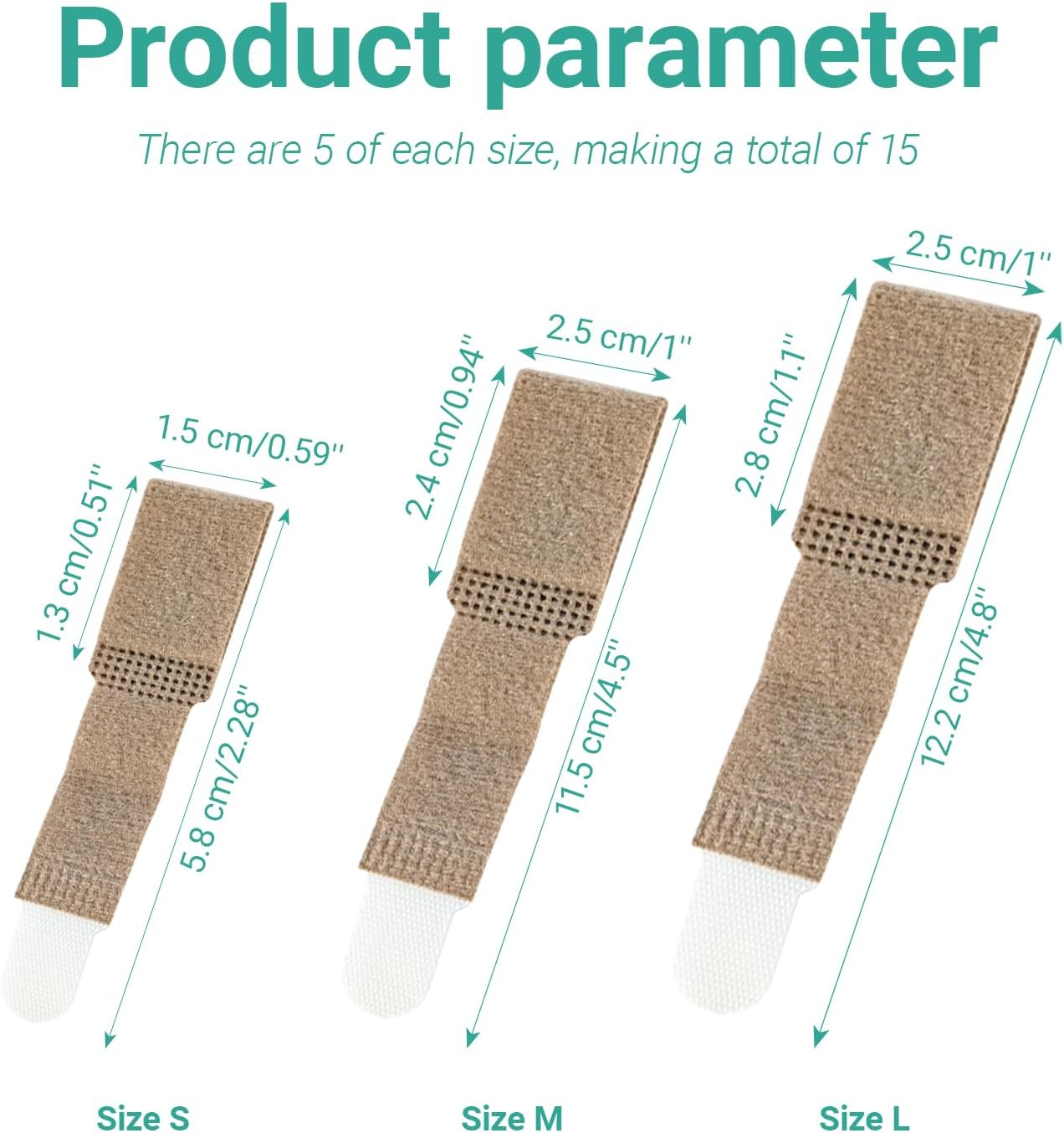 INCAUCA 3 Sizes Fabric Hammer Toe Straightener for Curled Toes, 15Pcs Hammer Toe Corrector Splints for Women Men Straightening Hammertoes Broken Toe, Toe Finger Buddy Wrap Tape, Skin Color