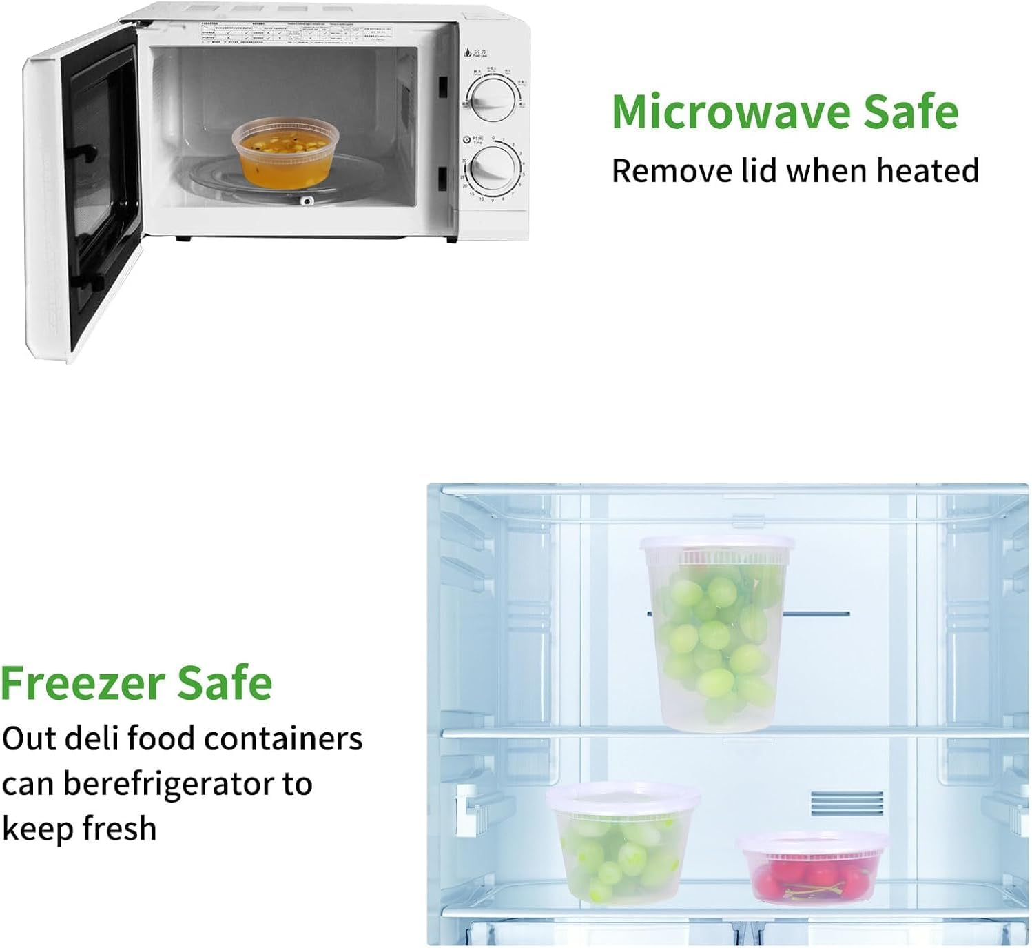 60 Set Deli Containers with Airtight Lids (8Oz, 16Oz, 32Oz), Leakproof, Stackable, Microwave,Dishwasher,Freezer Safe - Good for Meal Prep, Portion Control, and Food Storage,Takeaway Container image number 2