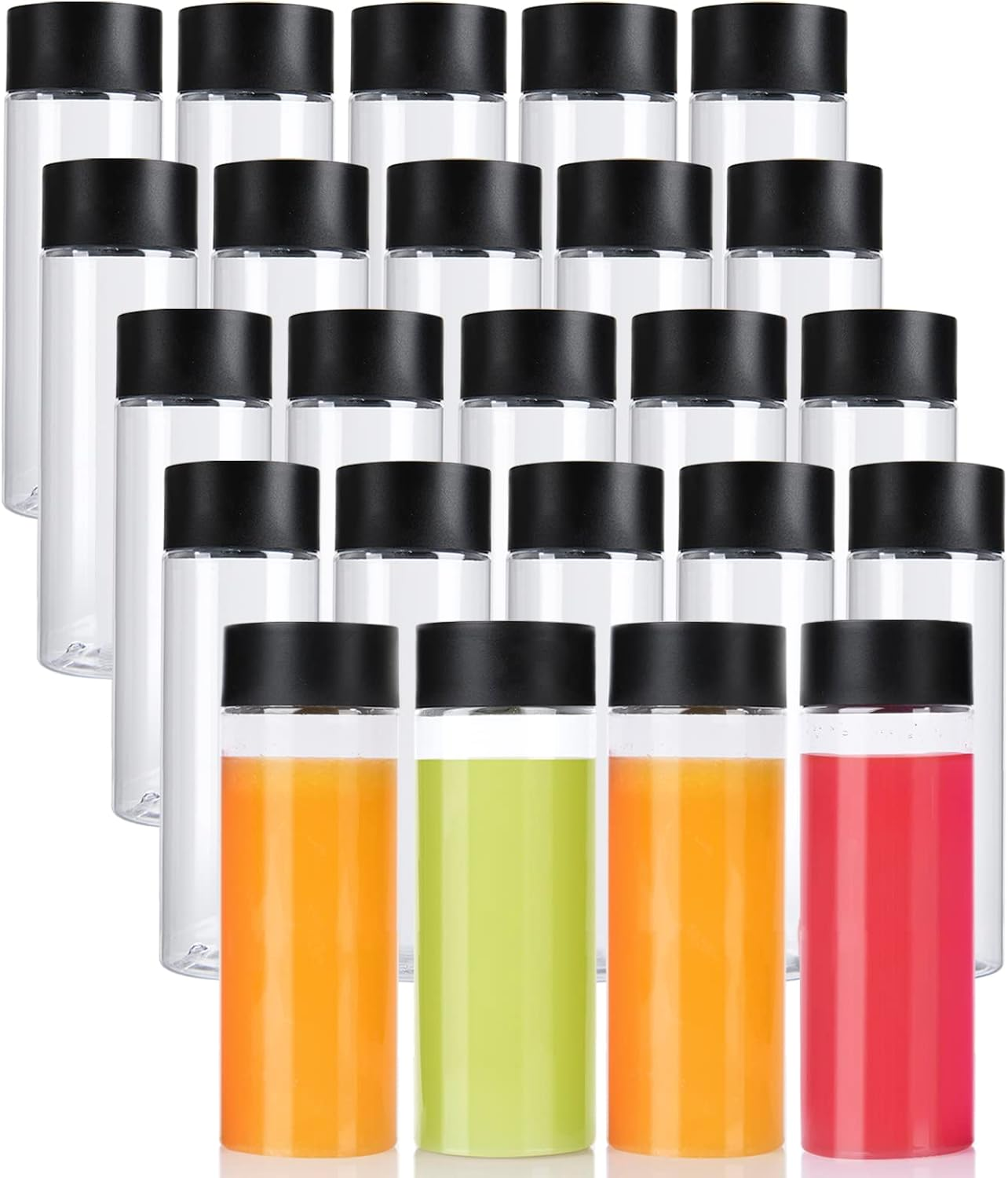 24 Pack 12 OZ (350 Ml) Clear PET Plastic Juice Bottles with Caps- - Plastic Smoothie Bottles-Reusable Bulk Beverage Containers with Lids for Juice, Milk and Other Beverage image number 3