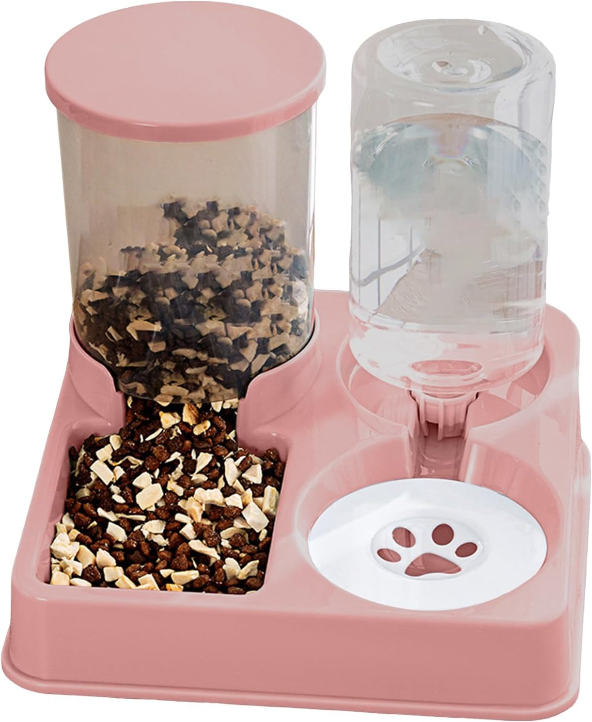 2 in 1 Cat Food and Water Dispenser - Pet Food Bowl, Water Dispenser, Feeder, Automatic Combined Food and Water Bowl for Kittens, Cats, Dogs image number 2