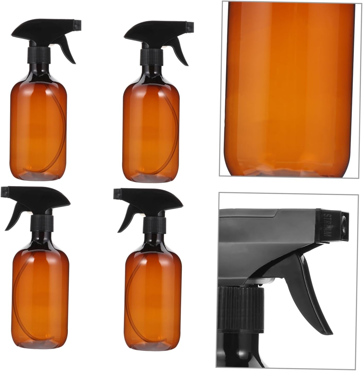 NOLITOY Amber Pet Spray Bottle 4 Pack 500Ml Empty Containers for Liquid Storage Travel image number 3