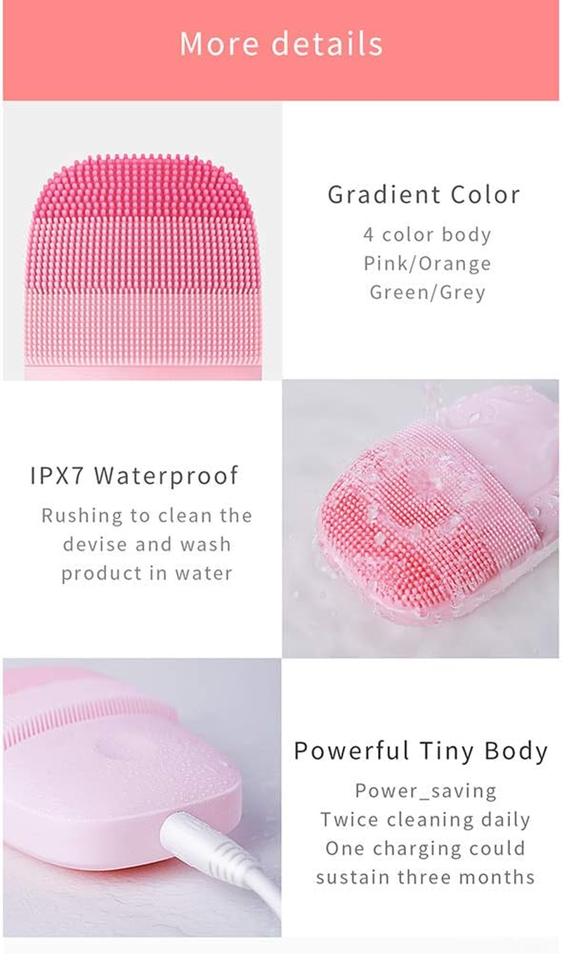 Inface Sonic Facial Cleansing Brush Massager Skin Care Rechargeable - Pink, 80 X 53 X 30.4Mm image number 4