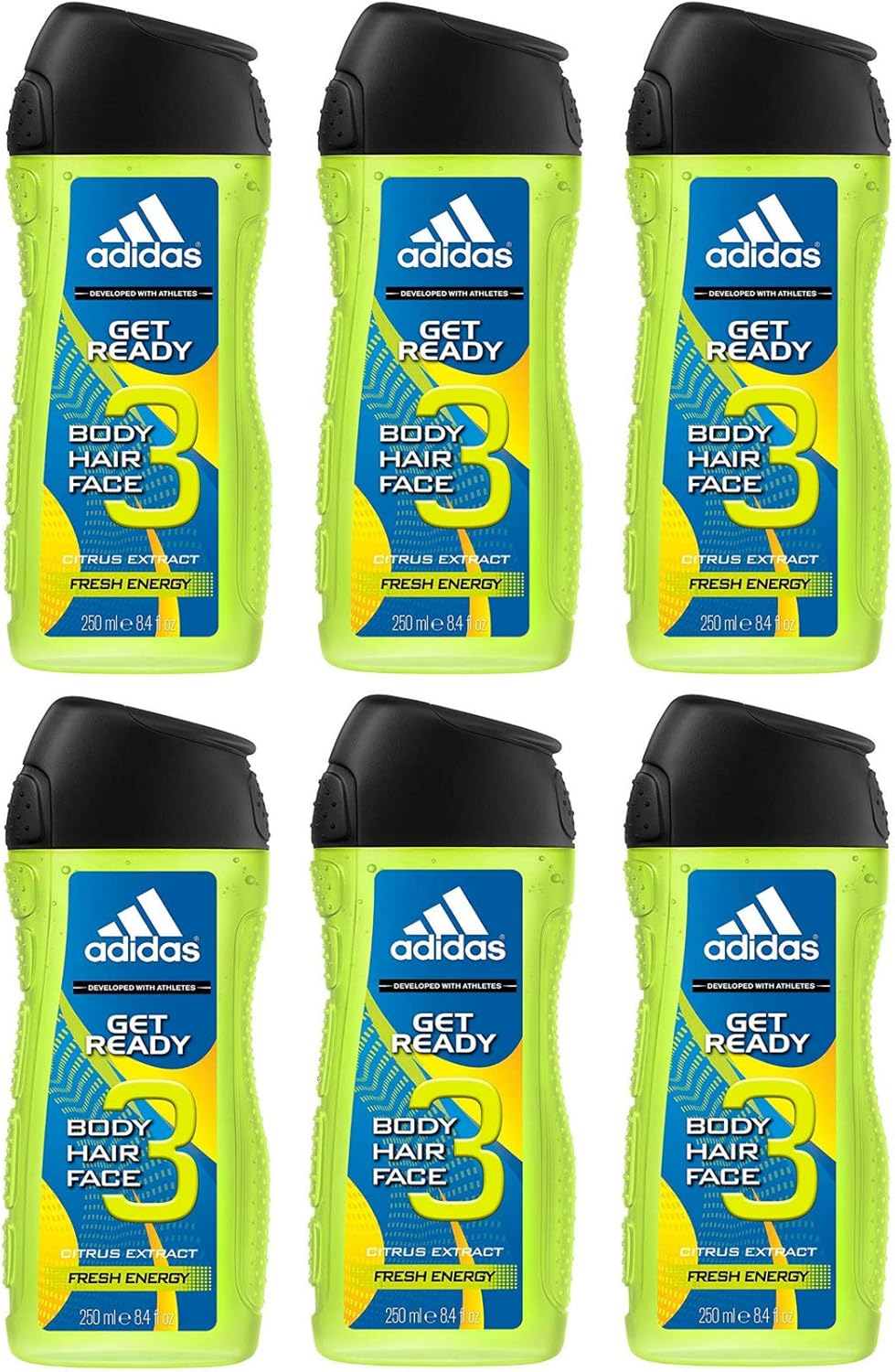 Adidas Get Ready Shower Gel 3-In-1, Sparkling Fresh Citrus Fragrance for Body, Hair & Face, Ph-Friendly, 250 Ml image number 2