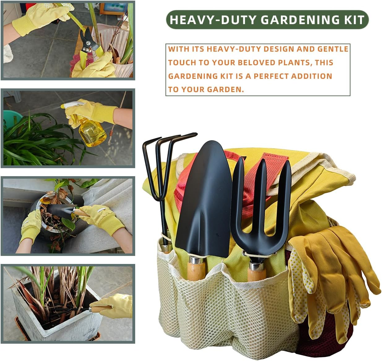 Garden Tool Kit Comes with Bag & Gloves,Garden Tool Set with Spray-Bottle Indoors & Outdoors - Durable Garden Tools Set Ideal Tool Kit Gifts for Women & Men, Set of 10 image number 2
