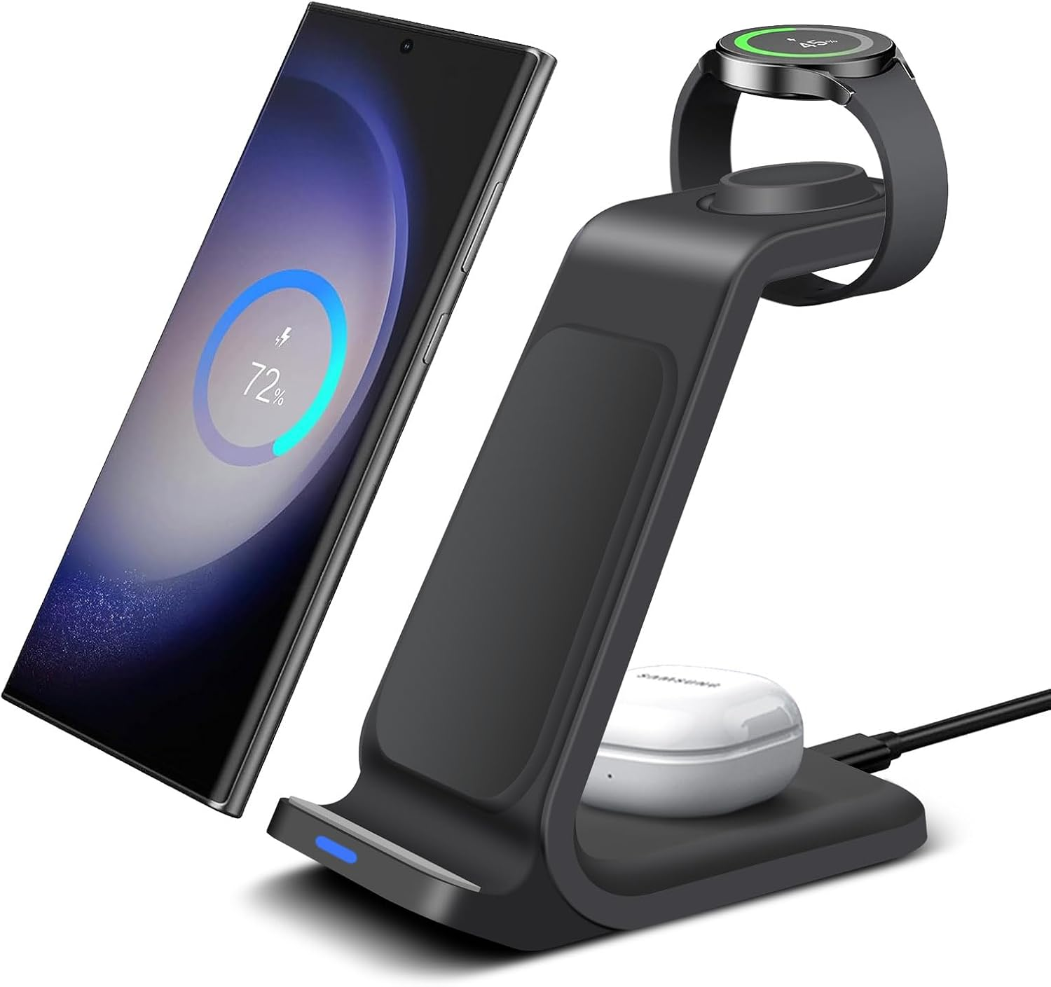 3 in 1 Wireless Charging Station,15W Fast Wireless Charger Stand for Samsung Galaxy S25/S24/S23/S22/S21/S20/S10,Note 20/10, Galaxy Buds Pro, Galaxy Watch7/6/5 Pro/5/4/3/Active 2 image number 3