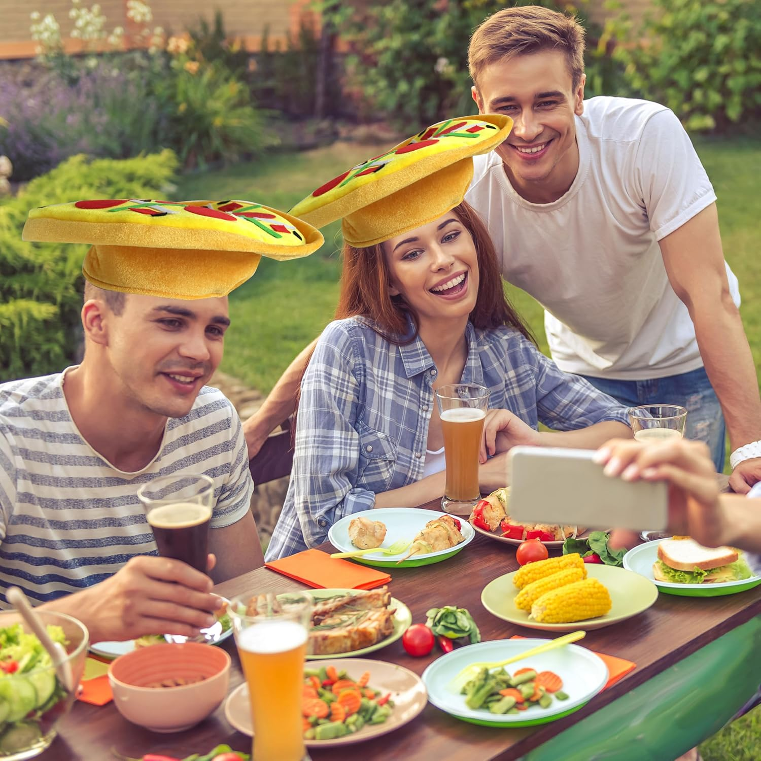 Pizza Hat - Realistic Food Costume Headwear with Cheese & Toppings - Fun Party Costume Accessory for Adults -Ideal for Themed Parties, Events & Festivals image number 1