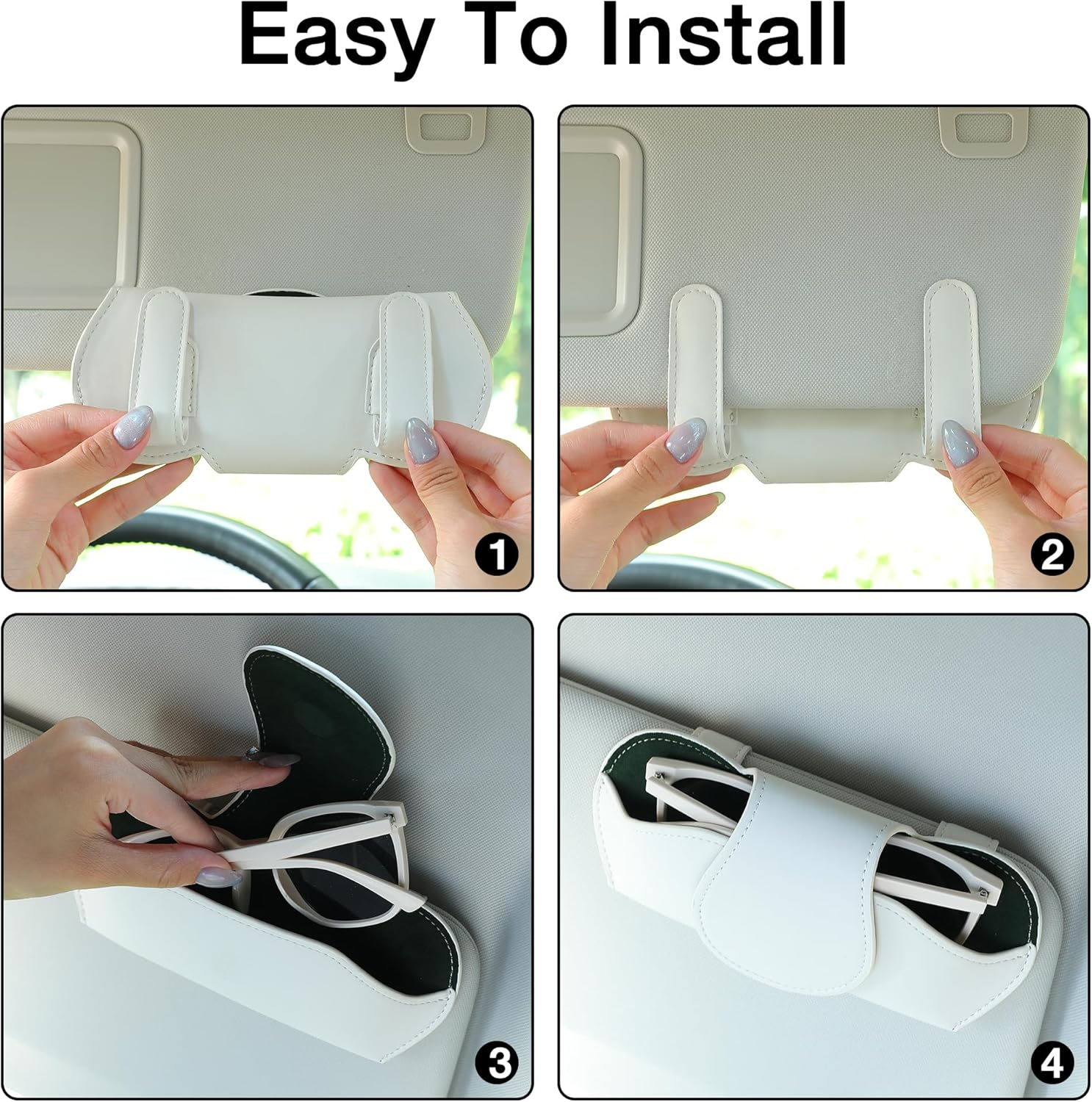 KINIVA Sunglass Clip for Car Visor,Car Sunglass Holder,Magnetic Glasses Case for Car Accessories Organizer - Burgundy image number 6