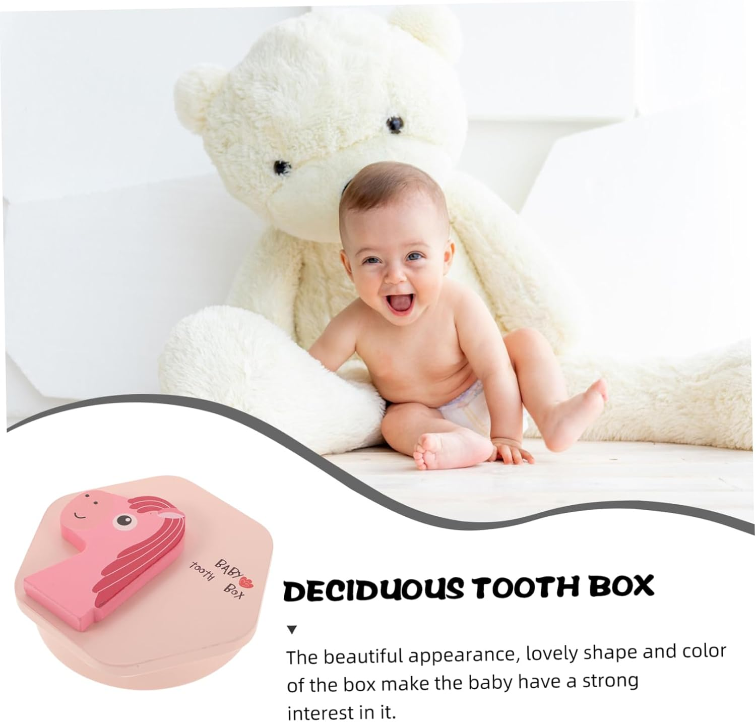Yardwe Adorable Wooden Tooth Keepsake Box for Tooth Storage Organizer Multifunctional Hair Shower image number 5