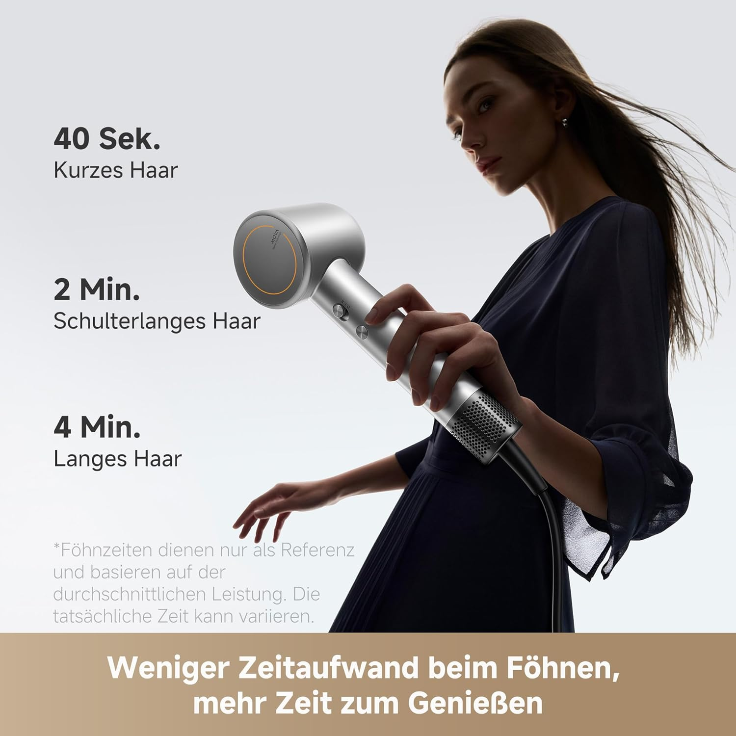 MOVA Shine 10 Redesigned for Everyone, Aeroblossom Technology, 110,000 RPM Brushless Motor, Plasma Hair Care, NTC Sensor Control 1000Fps, Multiple Drying Modes Silver image number 1