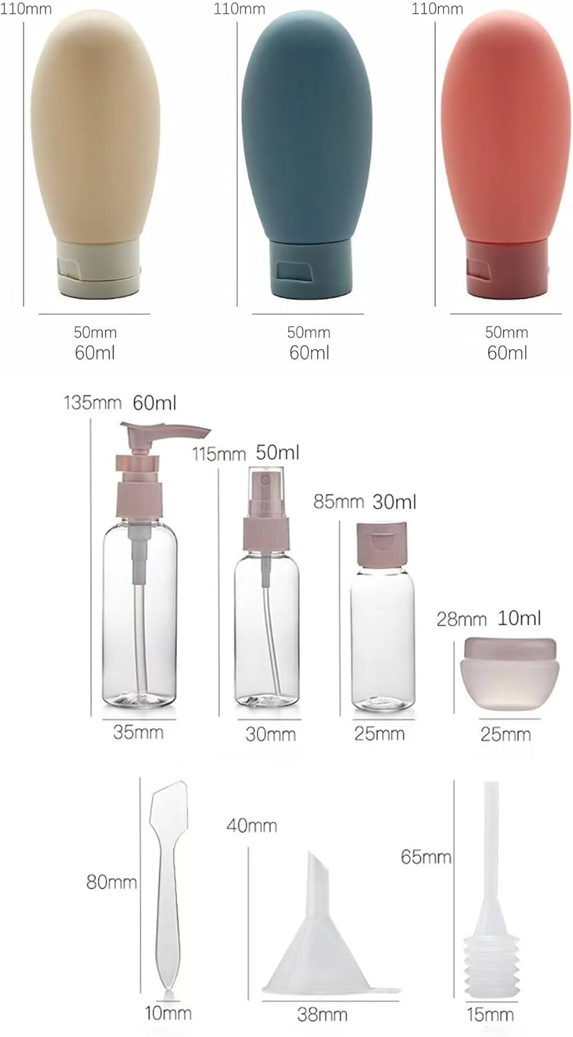 TSA Approved Travel Bottles Set for Toiletries Travel Size Containers Kit 12 Pack Portable Leak Proof Refillable Squeeze Cosmetic Travel Essential (Winter)