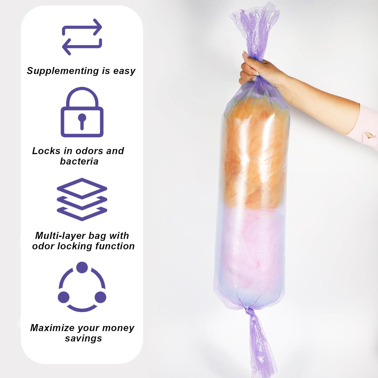 Ourleeme Cat Litter Refill Bags, 4.5 M Litter Genie Refill Bags, Pack of 10 Cat Litter Refill Containers Compatible with Your Genie Litter Refill Container (Without Cartridge) image number 2