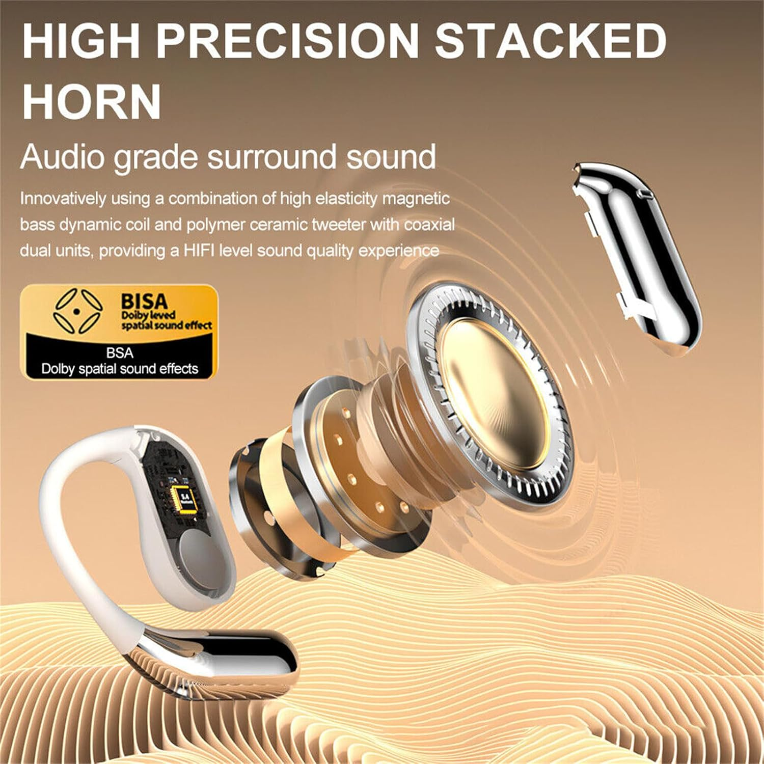 Over the Ear Earbuds Xp2 Earbuds,True Wireless Open Ear Bluetooth 5.4 Intelligent Screen Display Q16 PRO Black (Black)