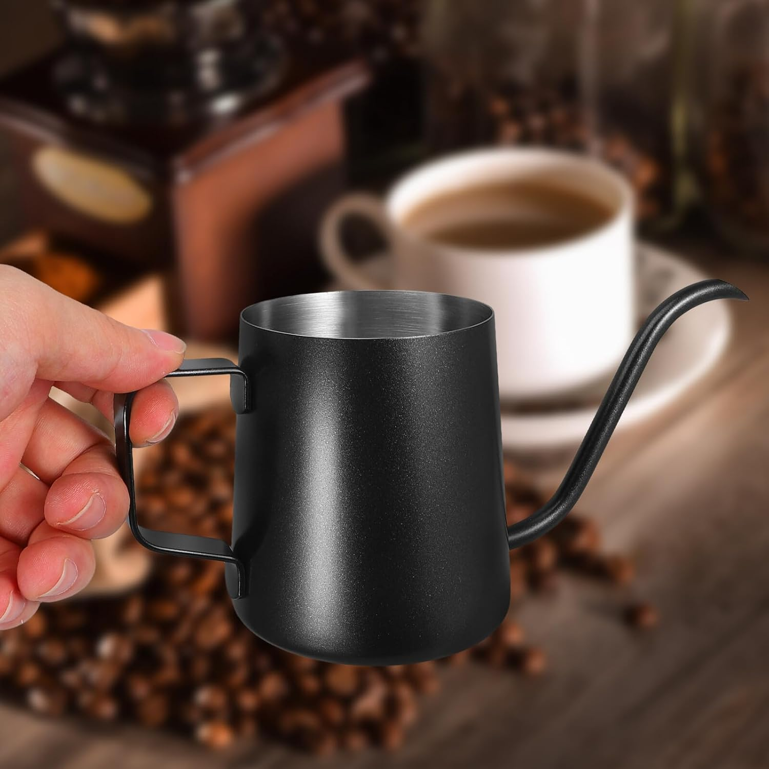 TOBBOMEY Gooseneck Coffee Kettle Stainless Steel Manual Pour-Over Pot with Fine Spout for Home Brewing Hand Drip Coffee Tea Milk and Precise Water Flow Control image number 3