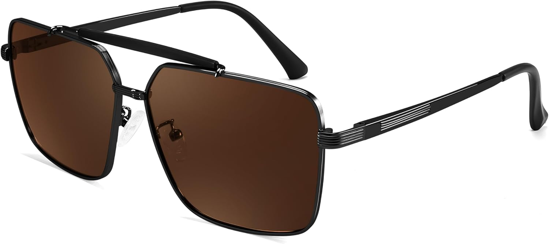 FEISEDY Classic Square Polarized Aivator Sunglasses Mens Womens UV400 Protection Big Double Bridge Sun Glasses