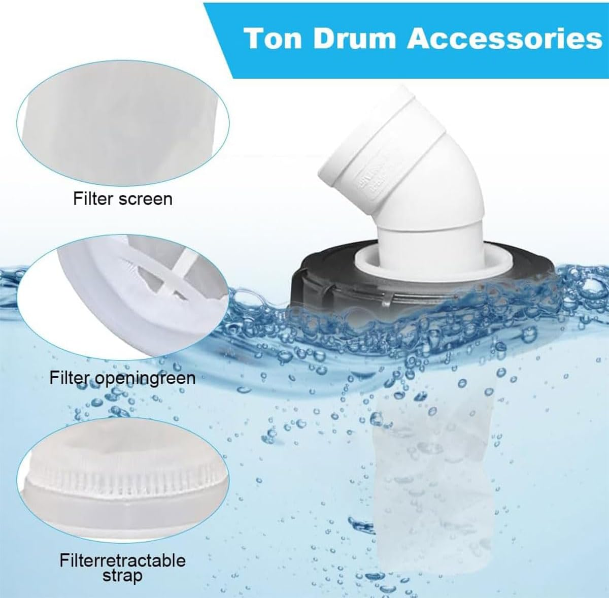 AIMALL IBC Tank Barrel Filter Cap 2.9 Inch DN75 Cover with Nylon Mesh for 163Mm DN110 DN150 Plastic Drums PE PVC Compatible Dustproof Liquid Impurity Filtration image number 1