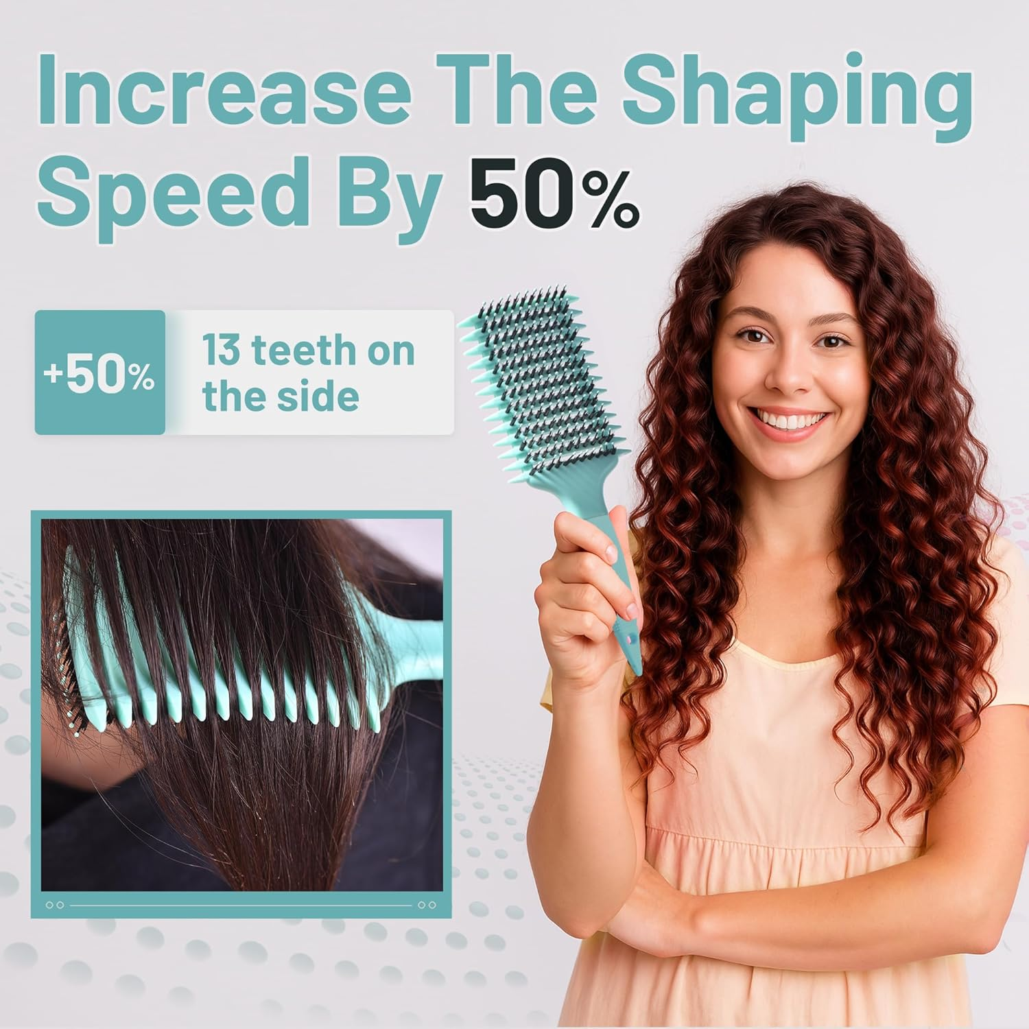 Curl Hair Brush, Comfortable Elastic Curling Brush, Curl Define Styling Brush, Curl Define Styling Brush, Hair Brush for Detangling for Women (Green) image number 1