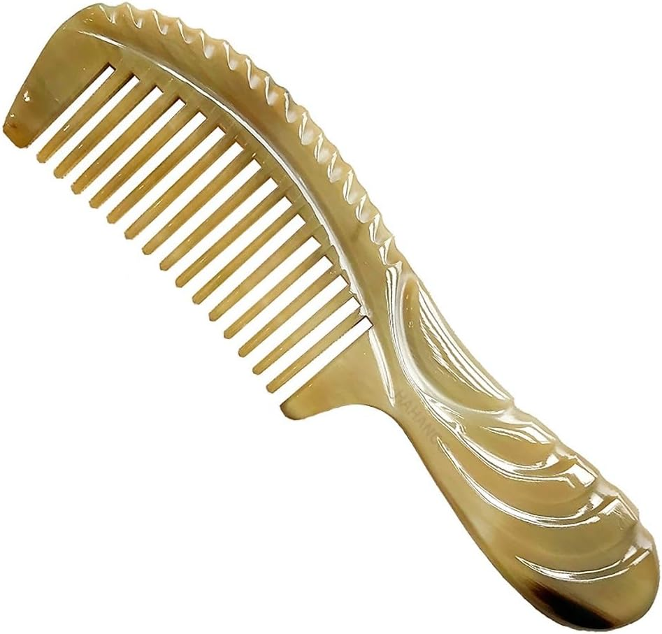 Horn Wide-Tooth Comb, Handmade, Anti-Static, African Bull Horn Material image number 5
