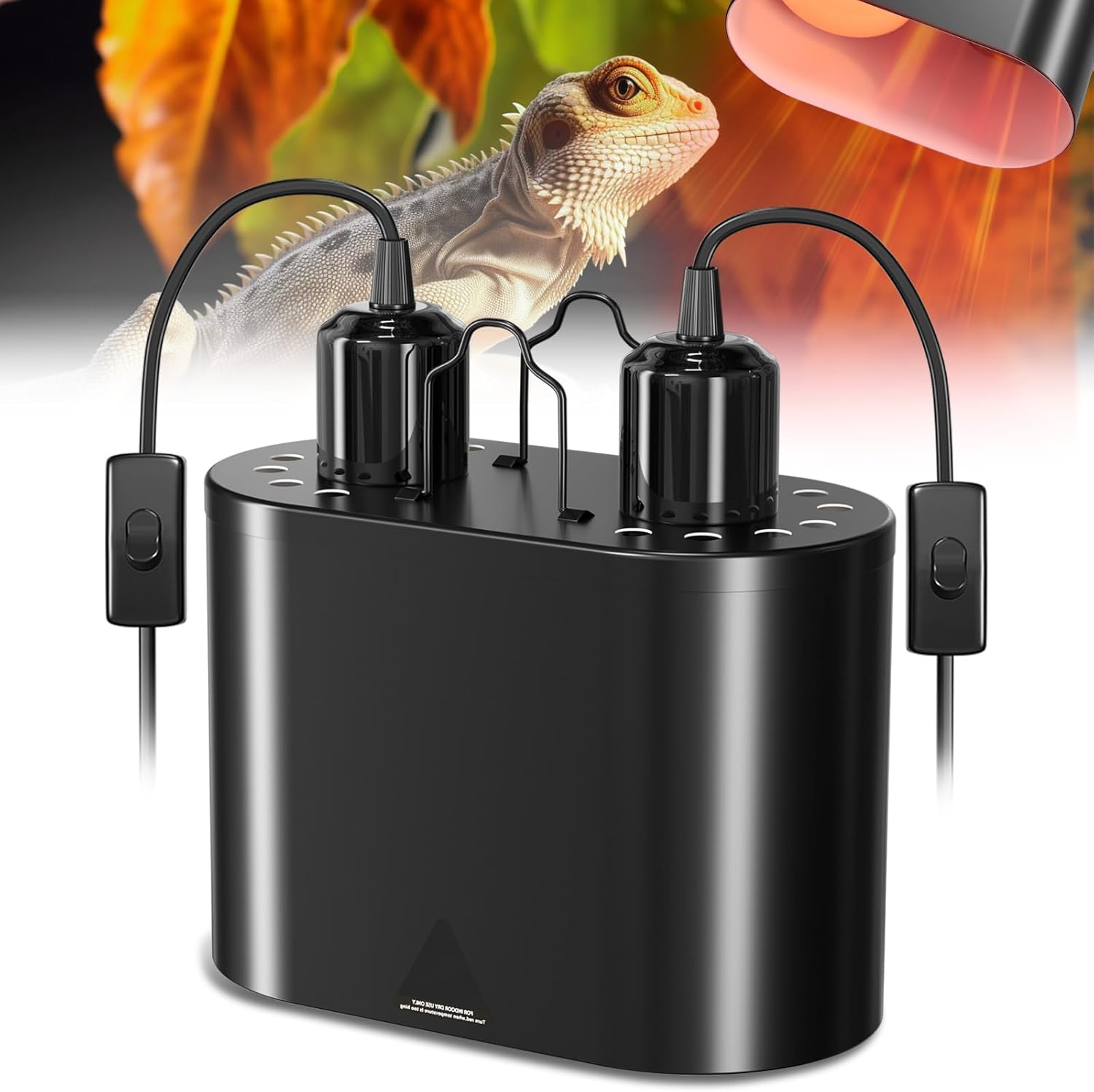 Lamptobe Dual Reptile Light Fixture, Max 200W Each Reptile Heat Lamp Fixture with Switches, Fits Reptile Light/Heat Lamp/Uvb Light for Lizards, Turtles, Snakes, and Amphibians（Without Bulb） image number 3