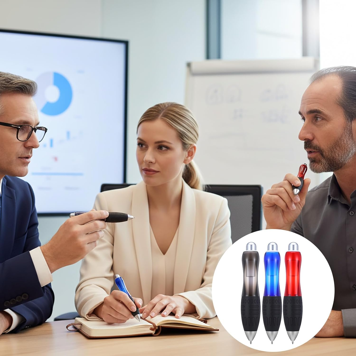 Wanmu 21 Pcs Big Fat Pens Aids Writing, Heavy Weighted Pen Large Wide Grip Pen for Tremor Arthritis Parkinson Low Grip Strength Handicap Carpal Tunnel (3 Pens + 18 Refills) image number 1