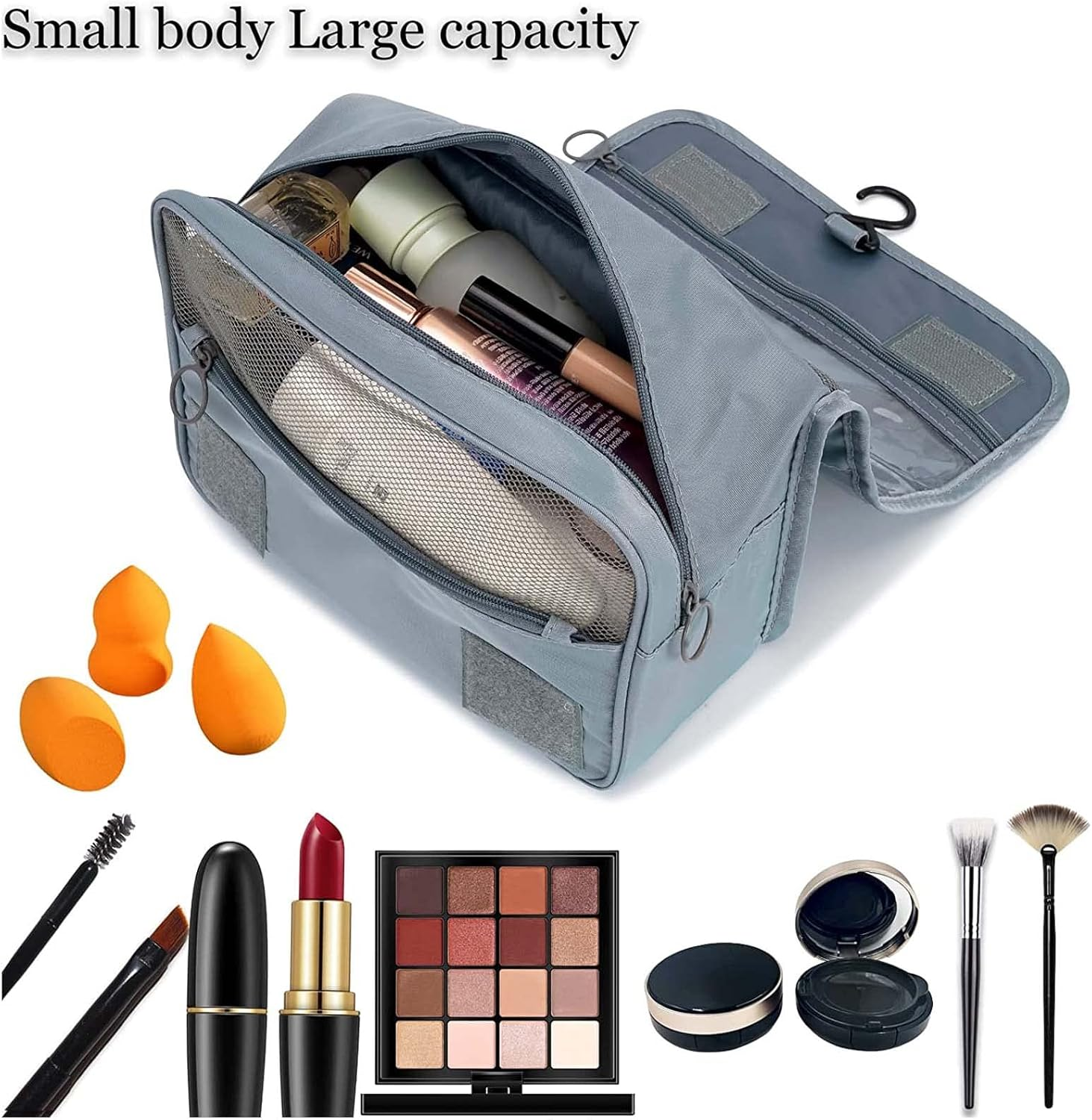 DAWNTREES Grey Hanging Travel Toiletry Bag Cosmetic Make up Organizer for Women and Girls,Travel Accessories,Make up Bag Toiletries Waterproof. image number 1