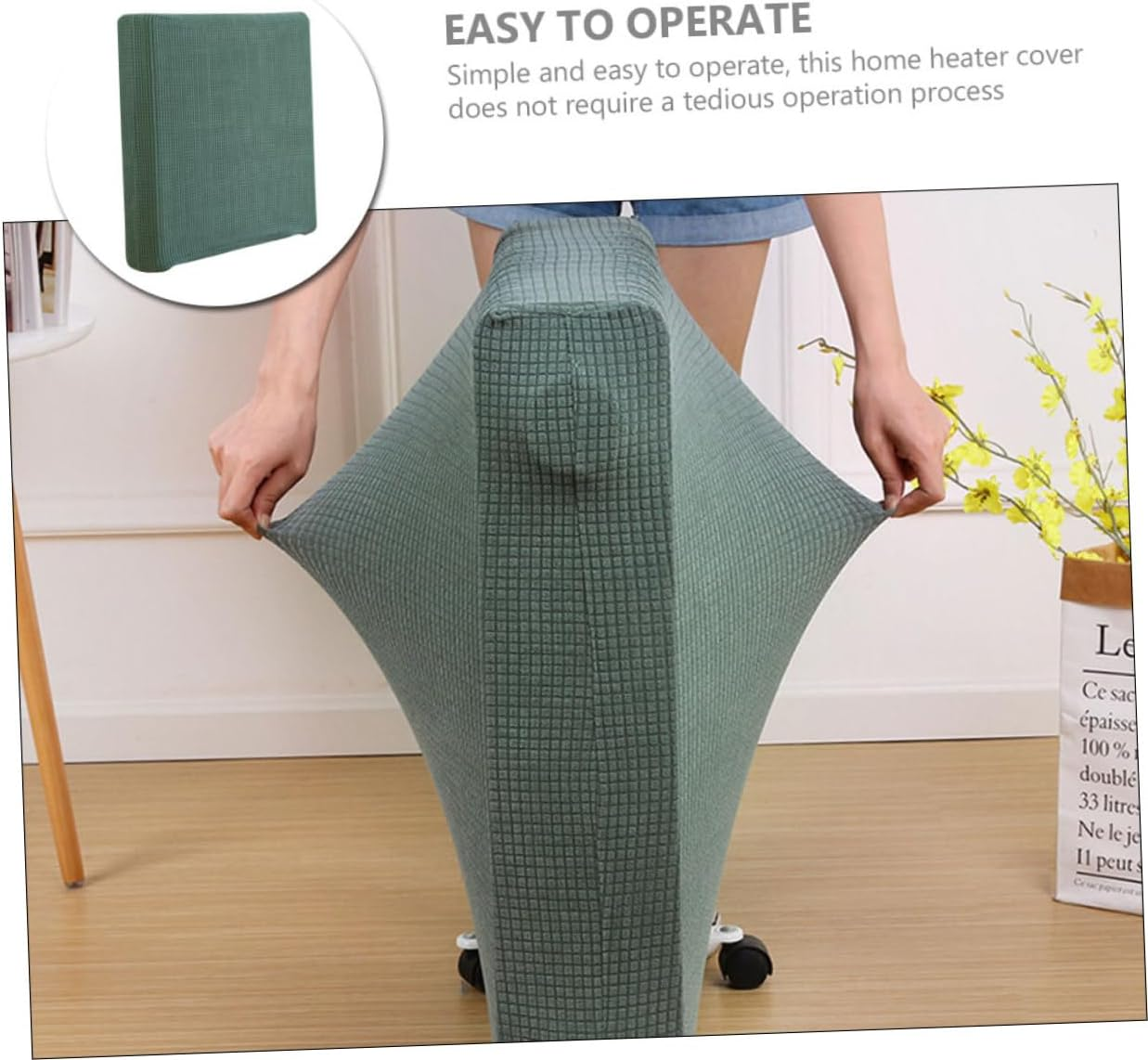 Gatuida Home Heater Cover Portable Radiator Cover for Dust Protection Durable Material Easy to Clean Breathable Design for Indoor Use Matcha image number 3