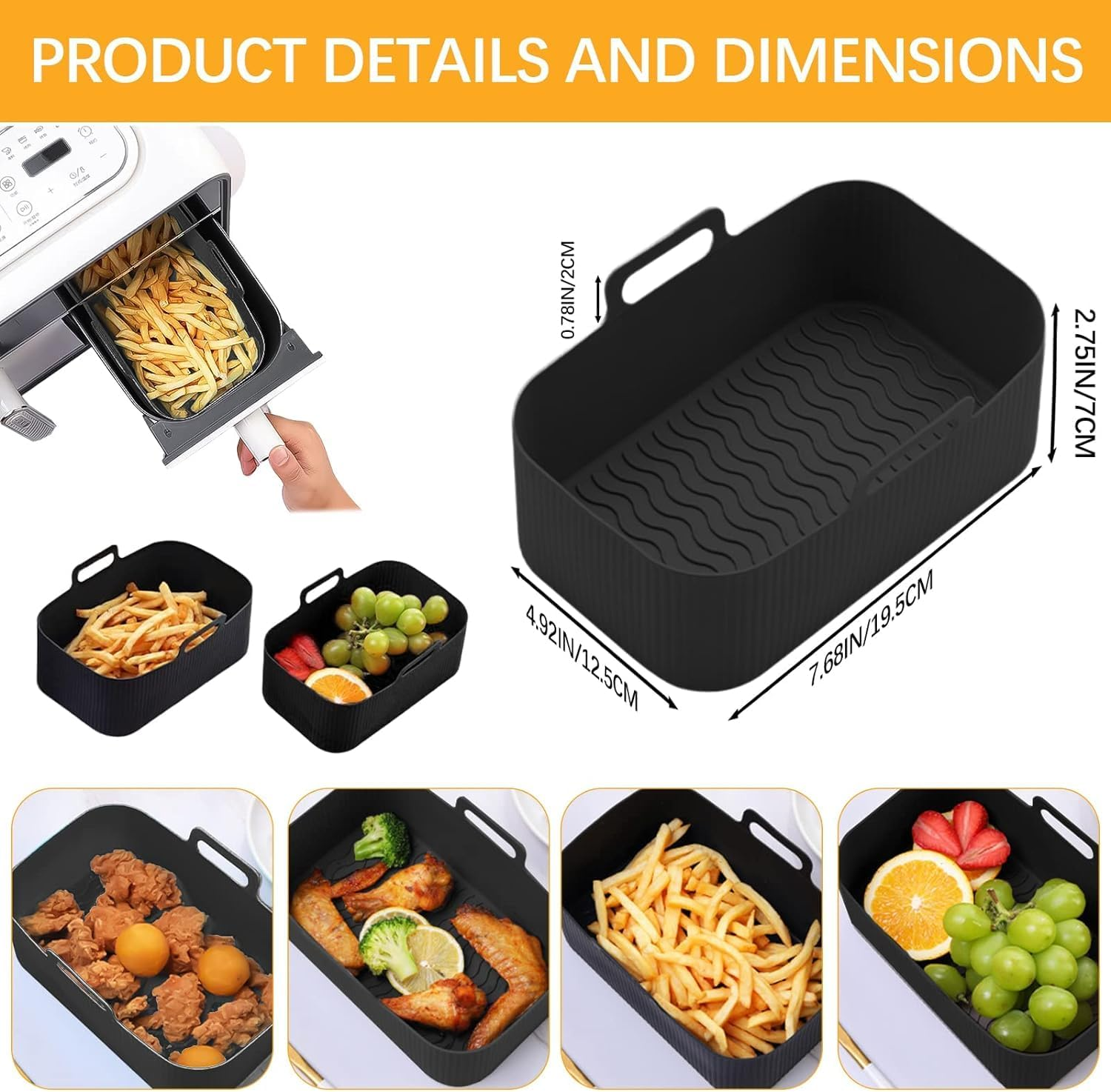 Silicone Air Fryer Liners for Ninja Dual Air Fryer, 2 Pack Air Fryer Silicone Liner for Ninja Air Fryer Accessories, Airfryer Accessories Airfryer Liners for Ninja Dual image number 1
