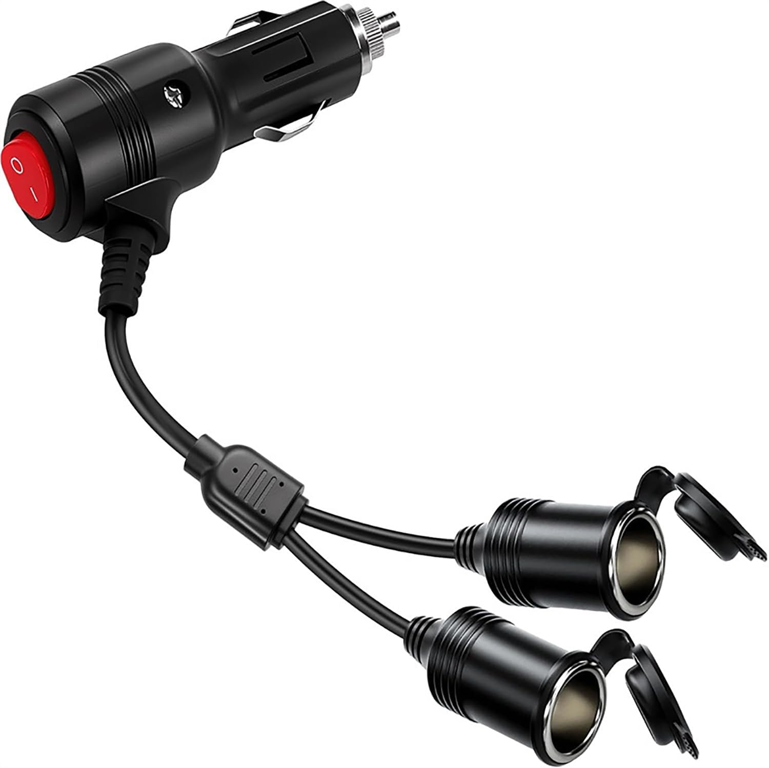 Cigarette Lighter Splitter, 12V Splitter, Dual Cigarette Lighter Adapters for Cars, 12V/24Vcigarette Lighter Plug with on off Switch, Overload Protection and 15A Fuses (Black 2 Ports) image number 3