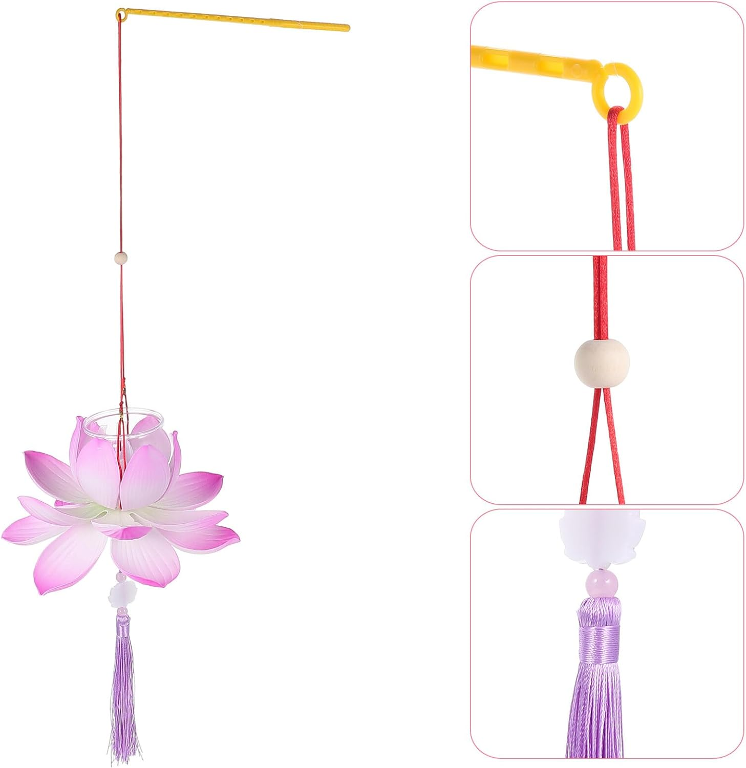 BCOATH DIY Lotus Lantern Kit Small Purple Handheld Festival Lantern Pendant Craft Supplies for Mid-Autumn Festival &rsquo; Holiday Decor image number 1