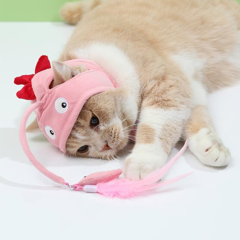 New Cat Hat Wearable Cat Tree, Head-Mounted Cat Self-Entertainment Interactive Toy, Interesting Pet Cat Head-Mounted Feather Toy, Indoor Cat Feather Hat Toy image number 2