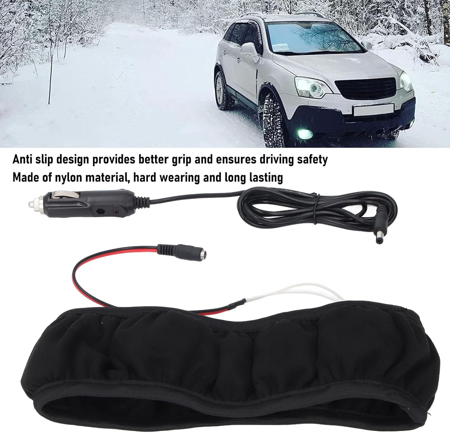 Heated Steering Wheel Cover, 15In Steering Wheel Heater, Auto Steering Wheel Warmer, Universal for 38Cm Diameter Steering Wheel image number 4