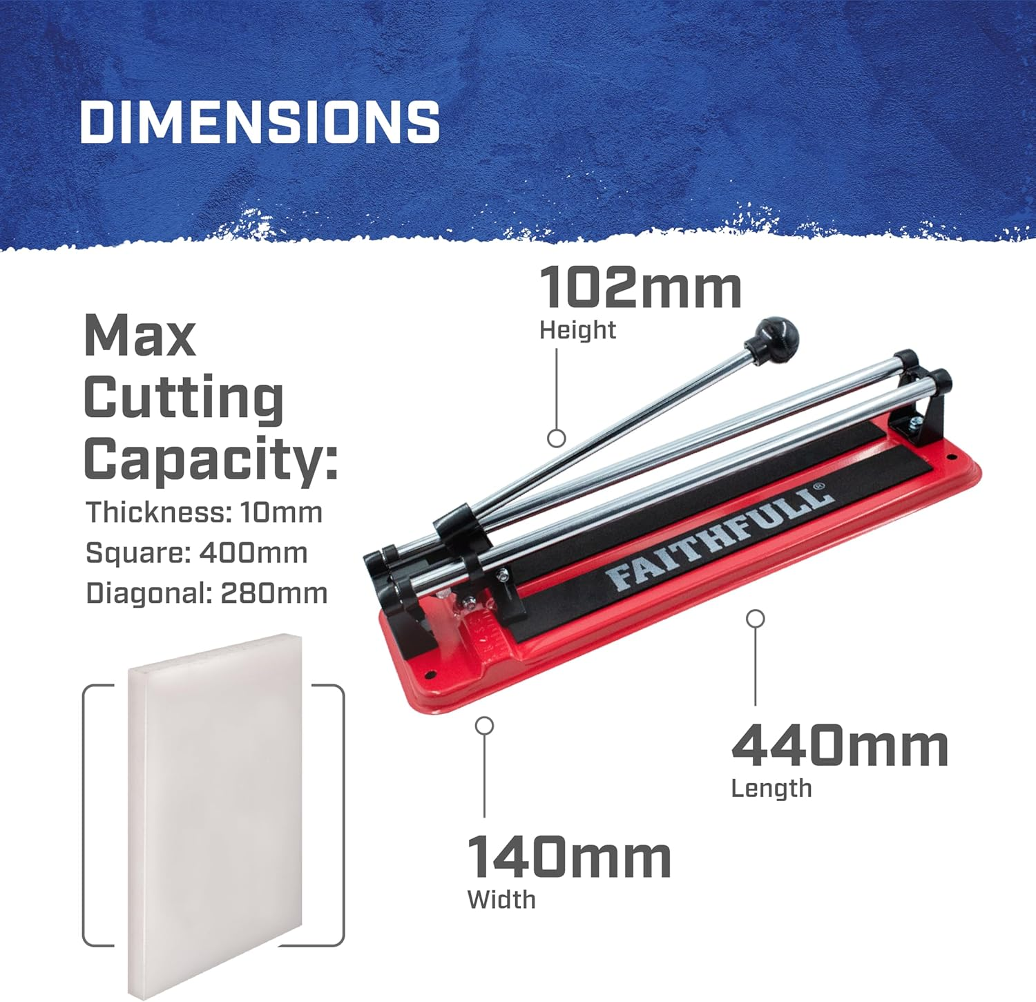 Faithfull FAITLC300 Wall and Floor Tile Cutter 300Mm (12In) Square, 210Mm Diagonal, 10Mm Thick Cutting Capacity image number 1