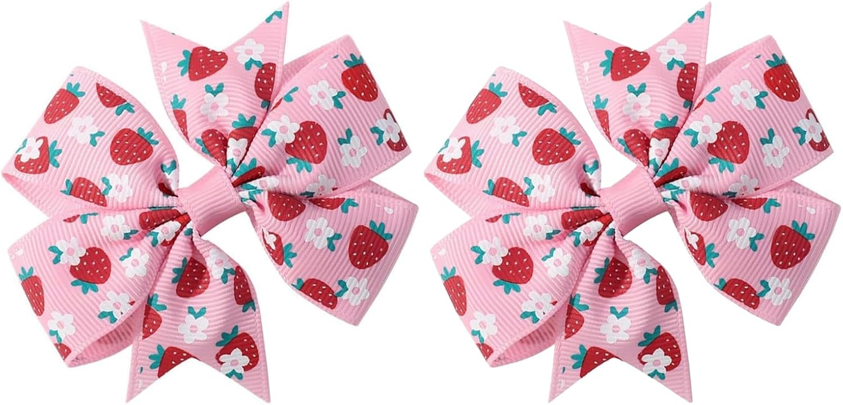 AGDGV Strawberry Hair Bows Clips 2Pcs - Adorable Alligator Clip Barrettes for Girls, Toddlers & Kids | Cute Fruit-Themed Hair Accessories with Ribbon Design image number 2