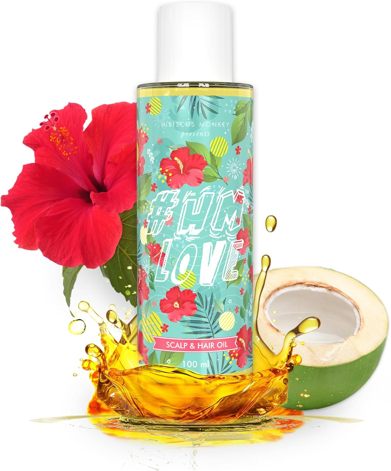 Hibiscus Monkey HM Love Scalp & Hair Oil | Non-Sticky Hair Oil | Natural Hair Oil | Anti-Frizz Hair | Promotes Hair Growth, Reduces Hairfall, Unisex | Flower and Coconut Milk Oil | image number 3