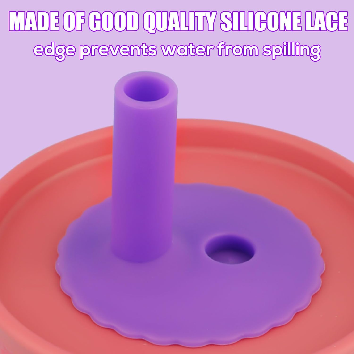 2Pcs Silicone Straw Cover & 2Pcs Plastic Straw, Flower Pattern Flexible Cup Lid Accessories for Owala Kids Insulation Stainless Steel Tumbler 12Oz & Kids Plastic Water Tumbler 15Oz Parts, Bpa-Free image number 5