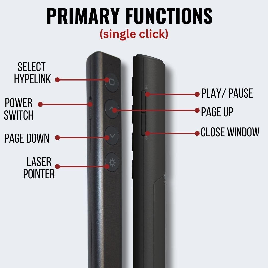 Red Star Tec PR-819V Presentation Clicker- Wireless Presenter Powerpoint Clicker with Red Laser Pointer for Presentations, Suitable for School and Business Use image number 2