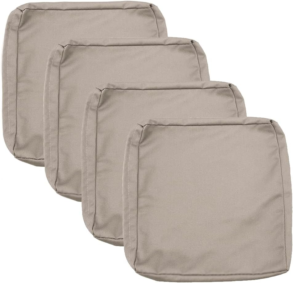 Sqodok Patio Cushion Covers 24X22 Inch, 4Pack Replacement Cushion Covers, Waterproof Outdoor Cushion Slicovers Sectional Cushions Cover for Sofa Chair, Tan